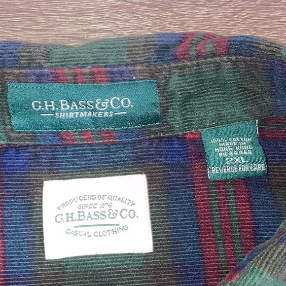 Mens 90’s Vintage G H Bass & Co Corduroy Heavy Weight Button Down Shirt 2XL - Picture 3 of 8